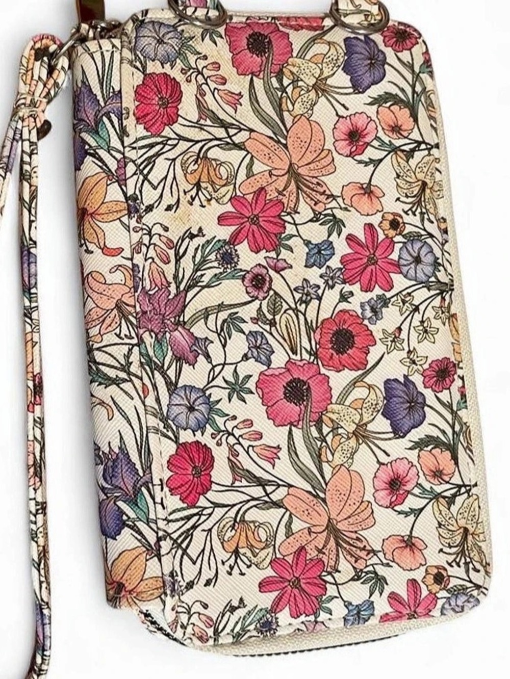 Floral wristlet/wallet in Cream & Pink